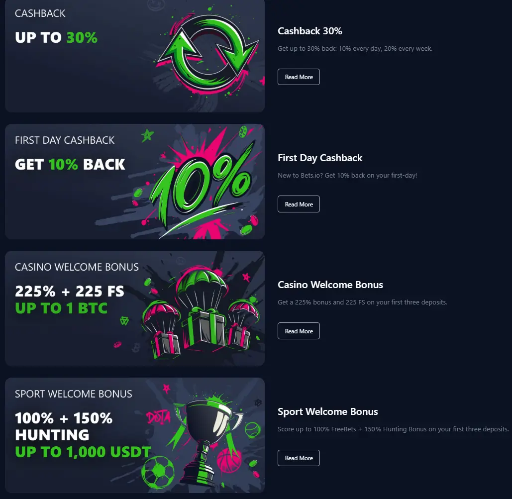 Betsio casino promosyonları - %30’a varan cashback, ilk gün cashback ve hoş geldin bonusları
